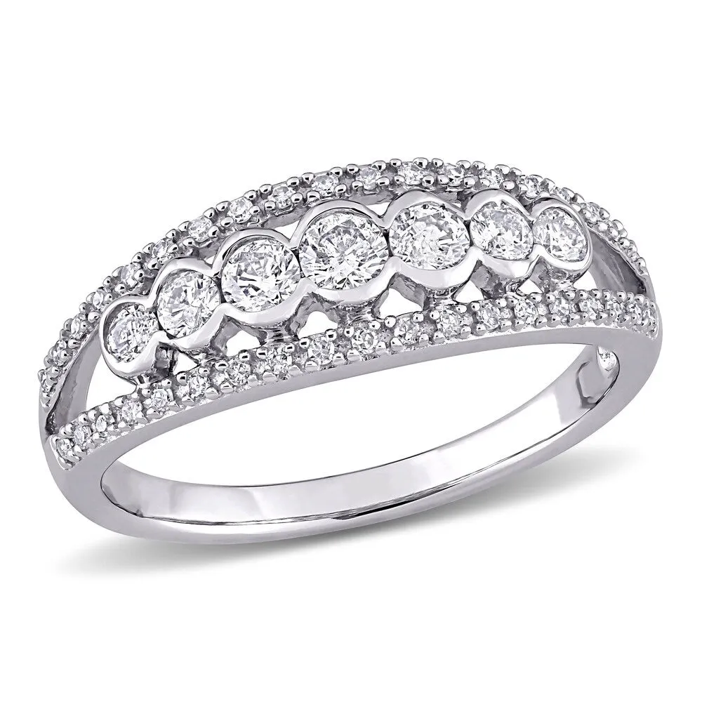 Miadora 10k White Gold 1/2ct TDW Diamond Semi-eternity Band Ring sold by Zulily