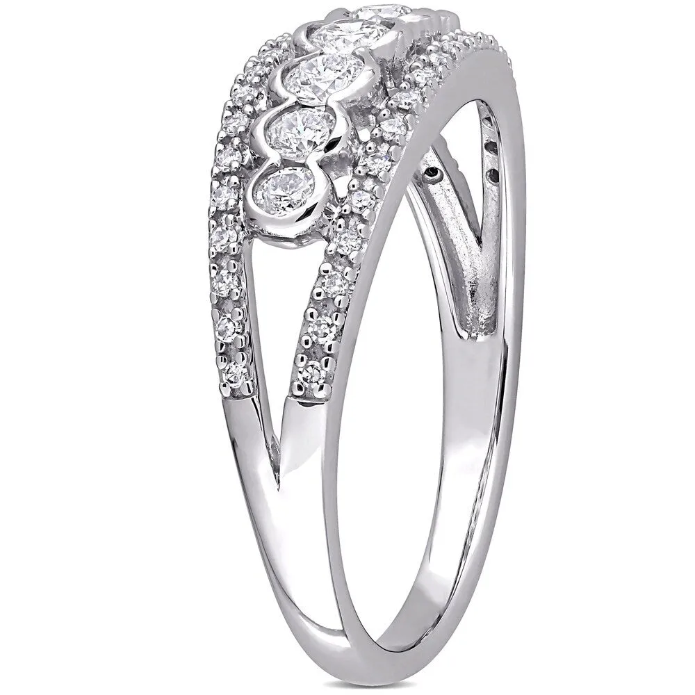 Miadora 10k White Gold 1/2ct TDW Diamond Semi-eternity Band Ring sold by Zulily product image thumbnail 3
