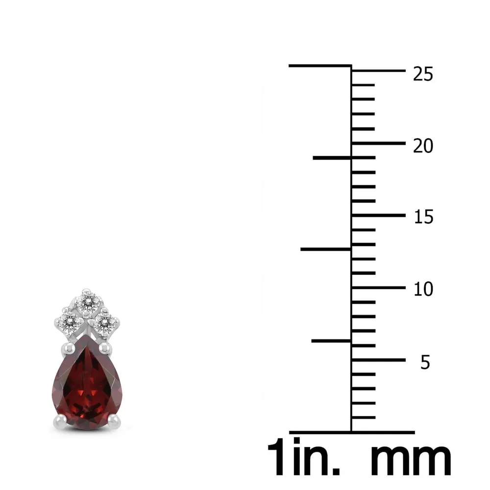 14K White Gold 7x5MM Pear Garnet and Diamond Earrings sold by Zulily product image thumbnail 2