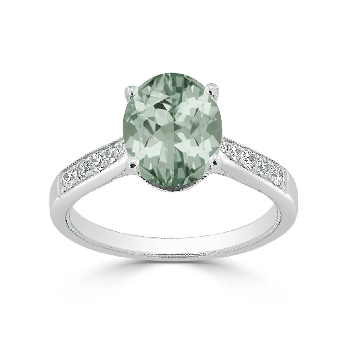 Auriya 1 3/4ct Fancy Oval Green Amethyst and Diamond Engagement Ring 1/4ctw 14k Gold sold by Zulily product image thumbnail 3