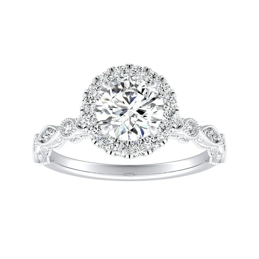 Auriya 14k Gold Vintage 1/2ct Moissanite Halo Diamond Engagement Ring 1/3ctw sold by Zulily