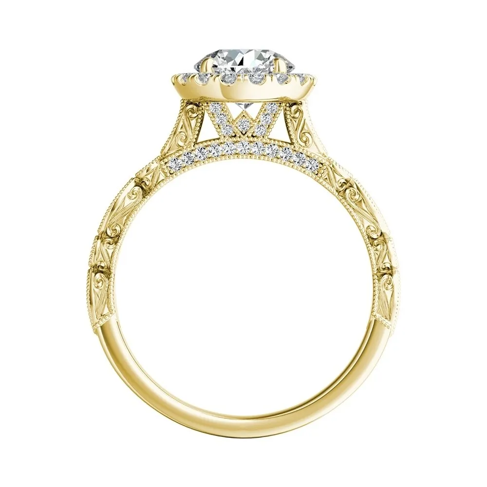 Auriya 14k Gold Vintage 1/2ct Moissanite Halo Diamond Engagement Ring 1/3ctw sold by Zulily product image thumbnail 5