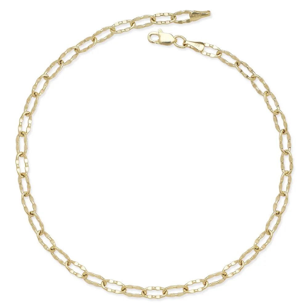 Curata 14k Yellow or White Gold 10-inch Flat Hammered Oval Link Anklet sold by Zulily