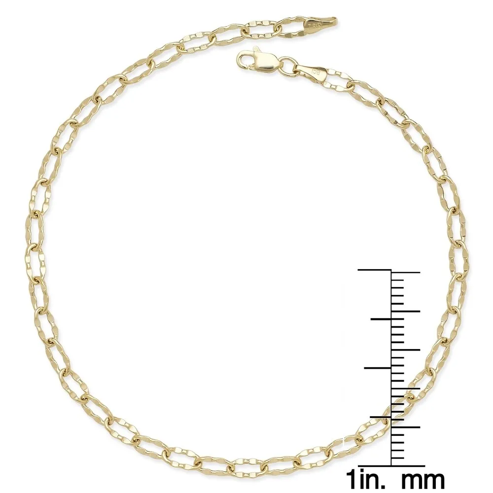 Curata 14k Yellow or White Gold 10-inch Flat Hammered Oval Link Anklet sold by Zulily product image thumbnail 4