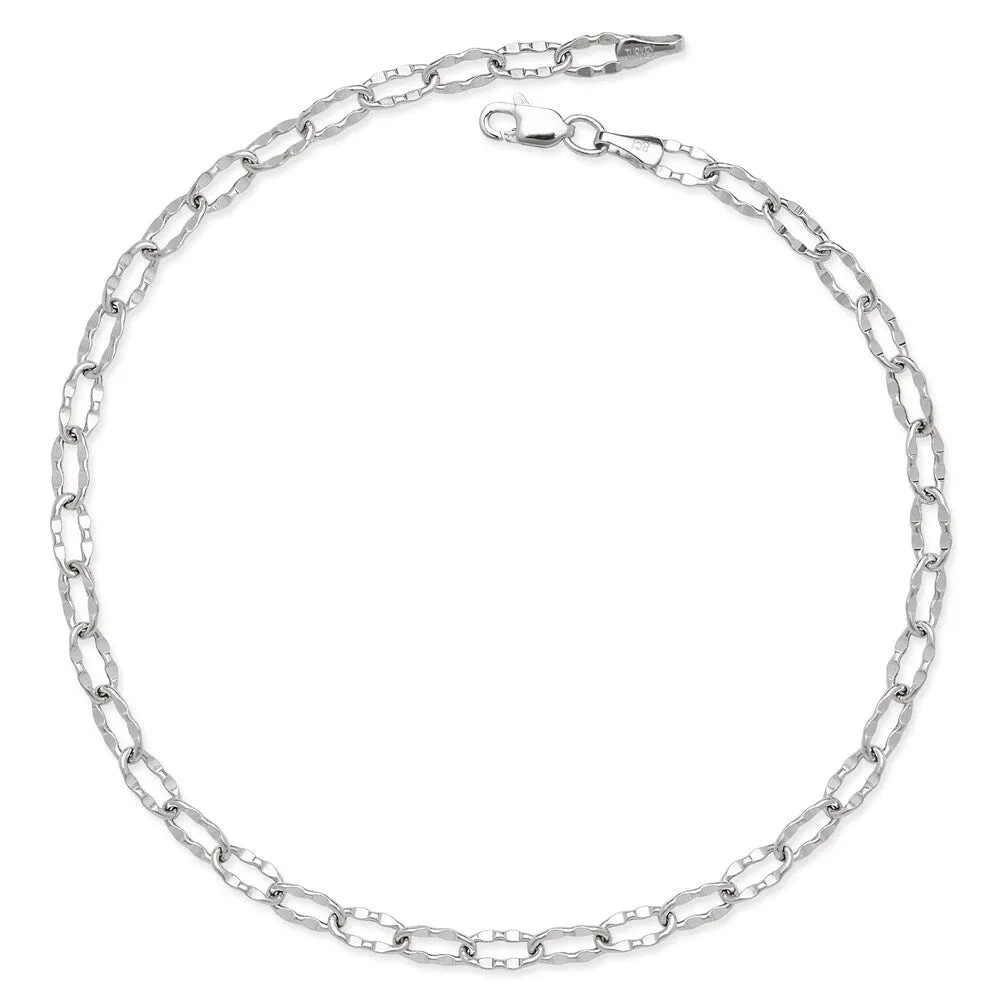 Curata 14k Yellow or White Gold 10-inch Flat Hammered Oval Link Anklet sold by Zulily product image thumbnail 2