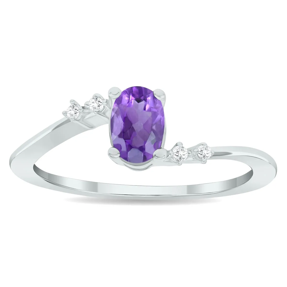Women's Amethyst and Diamond Tierra Ring in 10K White Gold sold by Zulily