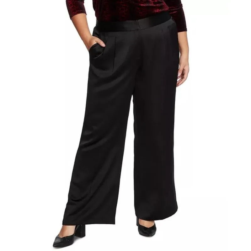 Vince Camuto Women's Wide Leg Satin Pants Gray Size 16W sold by Zulily