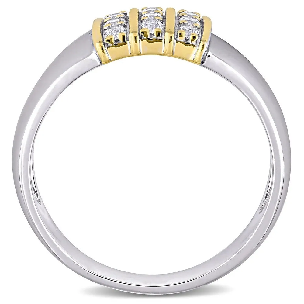 Miadora 10k Yellow Gold and Sterling Silver Men's Created White Sapphire 3-Row Wedding Band Ring sold by Zulily product image thumbnail 4