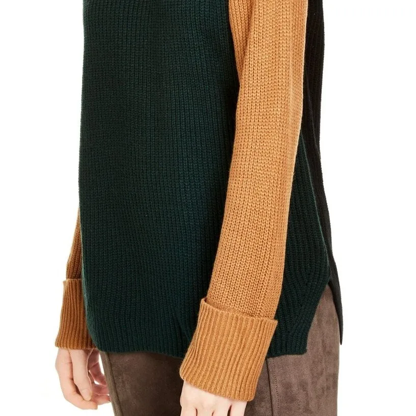 Calvin Klein Women's Mock Neck Colorblocked Sweater Green Size Small sold by Zulily product image thumbnail 3