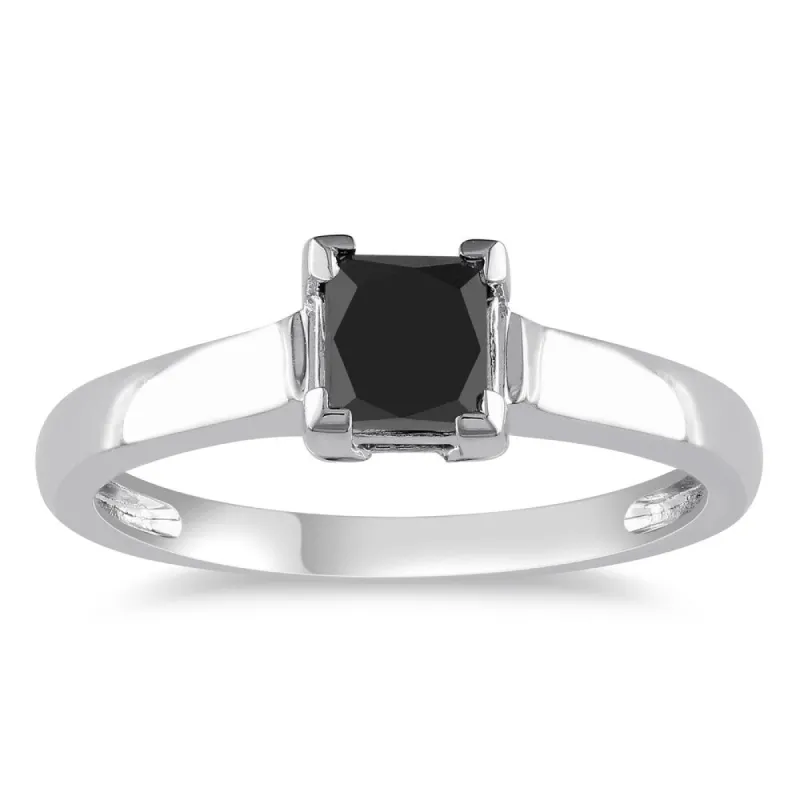 Miadora 10k White Gold 1ct TDW Black Diamond Solitaire Ring sold by Zulily