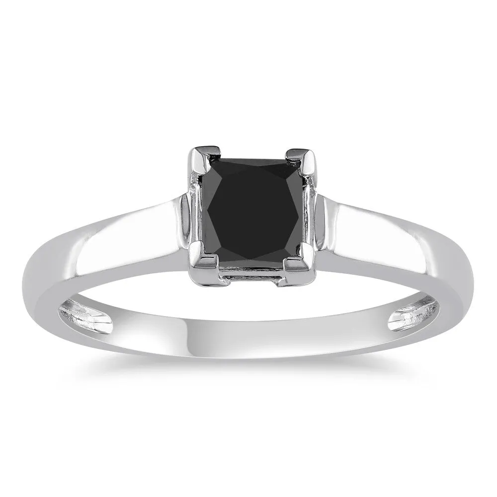 Miadora 10k White Gold 1ct TDW Black Diamond Solitaire Ring sold by Zulily