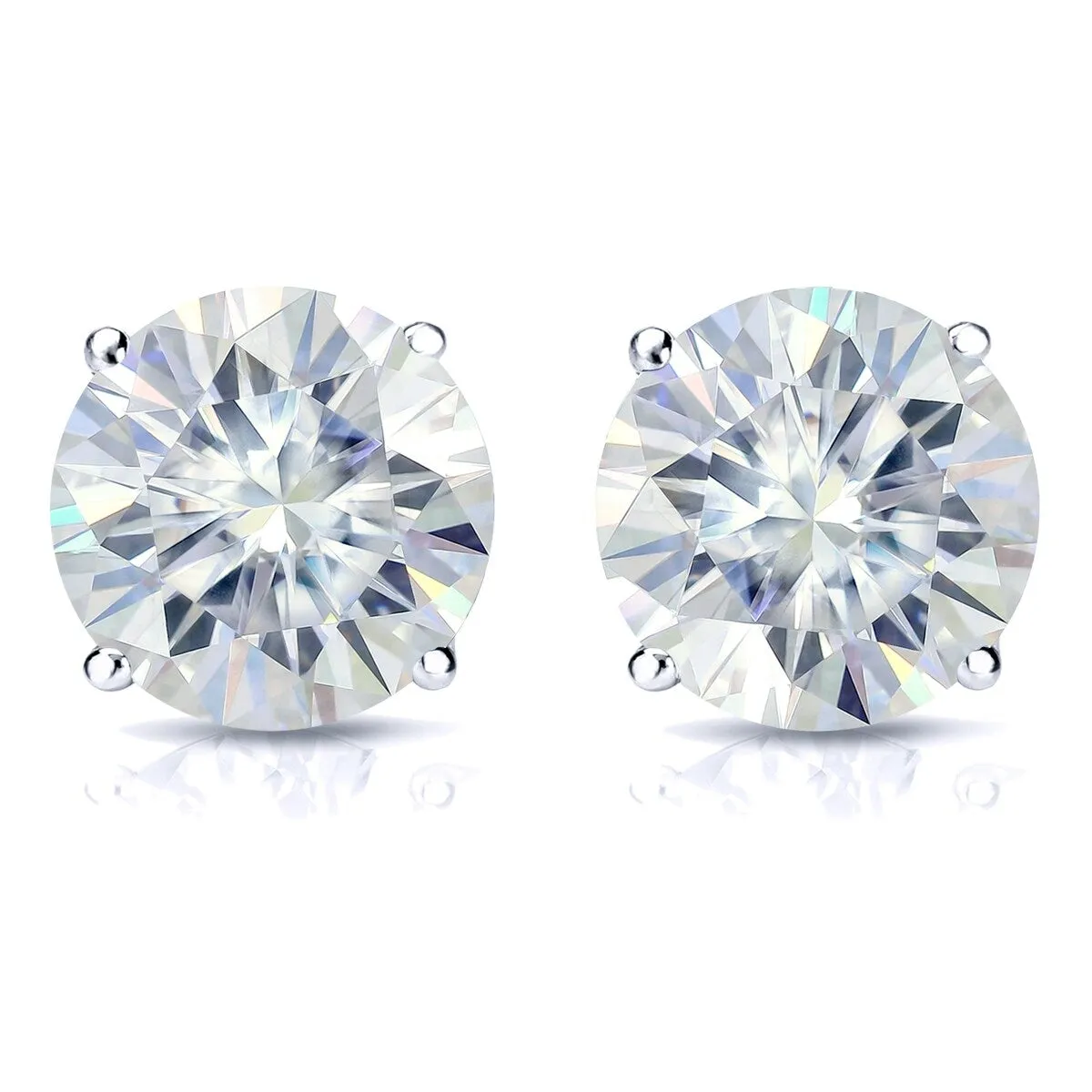 Auriya 1 carat TW Round Moissanite Stud Earrings Platinum 4-Prong Basket - 5 mm sold by Zulily product image thumbnail 3