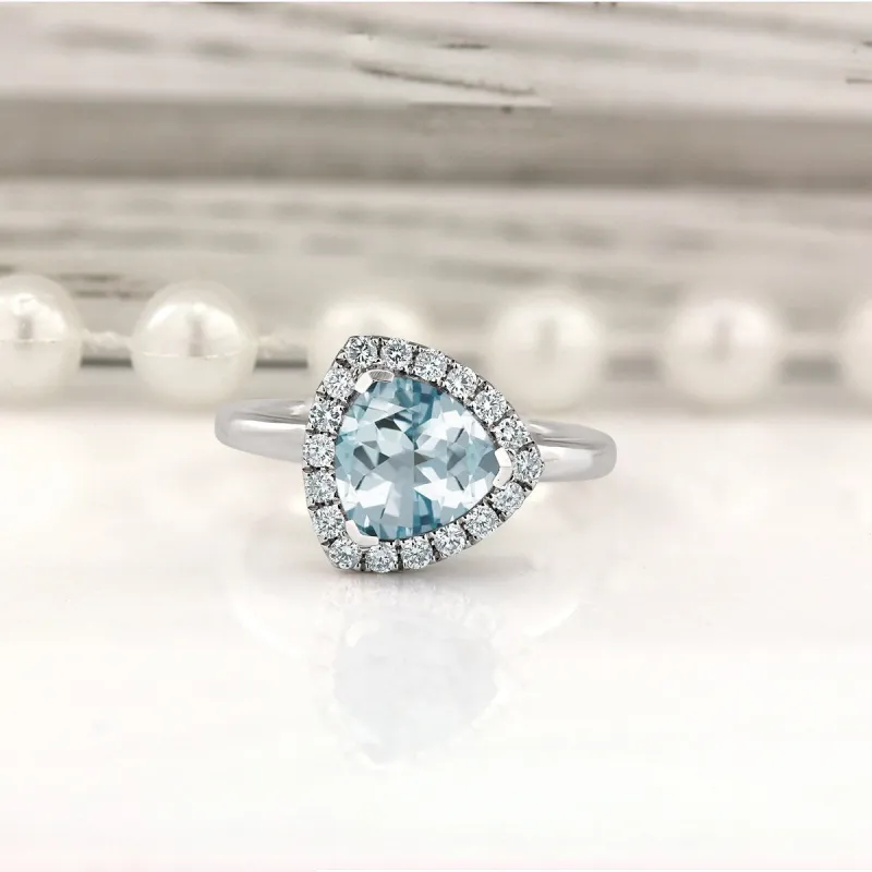 Auriya 1 1/4ct Trillion-cut Aquamarine Halo Diamond Engagement Ring 1/4ctw 14k Gold sold by Zulily