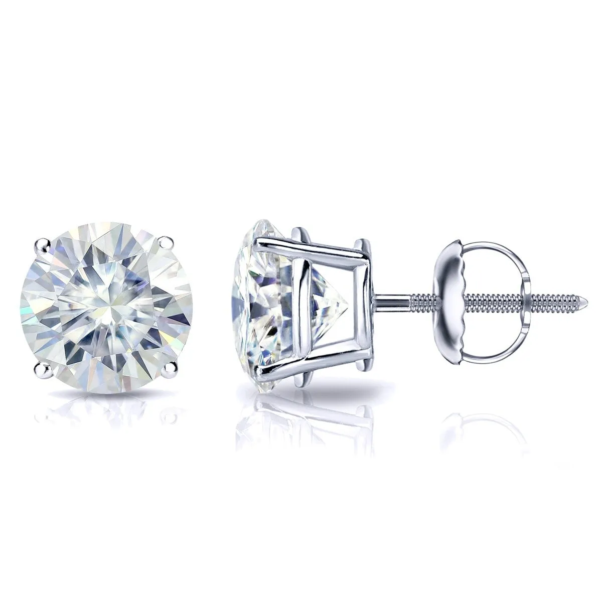 Auriya 1 carat TW Round Moissanite Stud Earrings Platinum 4-Prong Basket - 5 mm sold by Zulily product image thumbnail 4