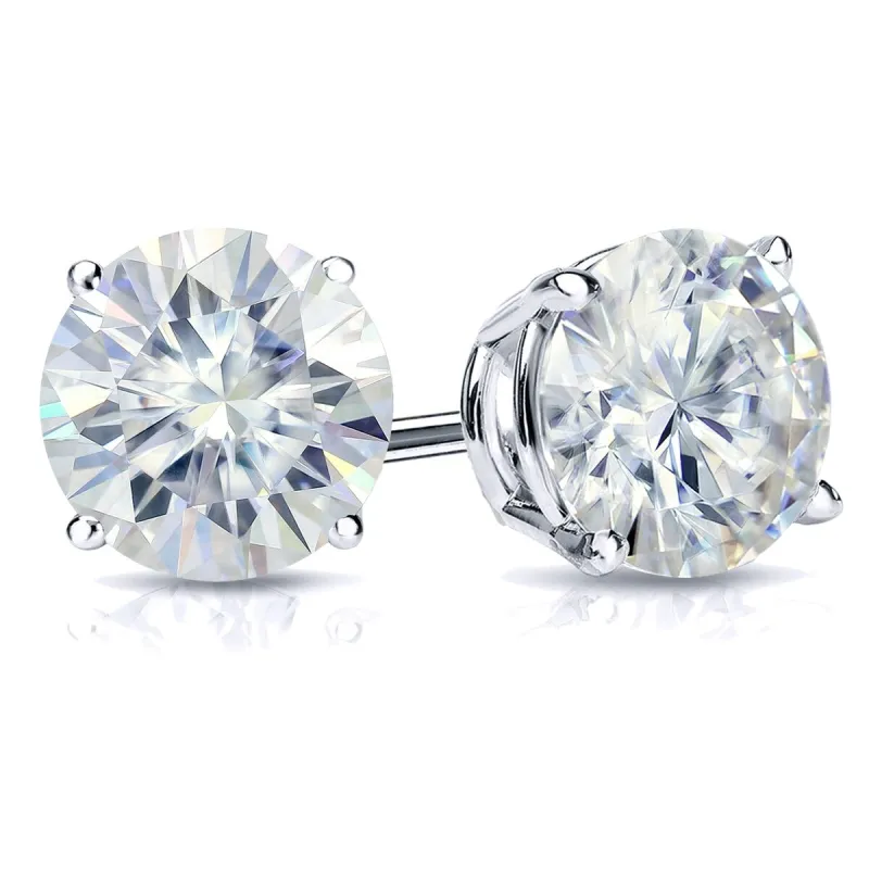 Auriya 1 carat TW Round Moissanite Stud Earrings Platinum 4-Prong Basket - 5 mm sold by Zulily