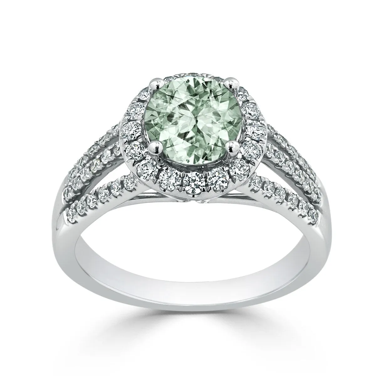 Auriya Modern 1 1/3ct Green Amethyst and Halo Diamond Engagement Ring 1/2cttw 14k Gold sold by Zulily product image thumbnail 3