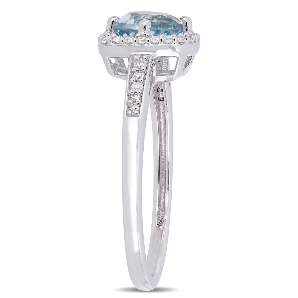 Miadora 10k White Gold Sky Blue Topaz and 1/7ct TDW Diamond Floating Square Halo Engagement Ring sold by Zulily product image thumbnail 2