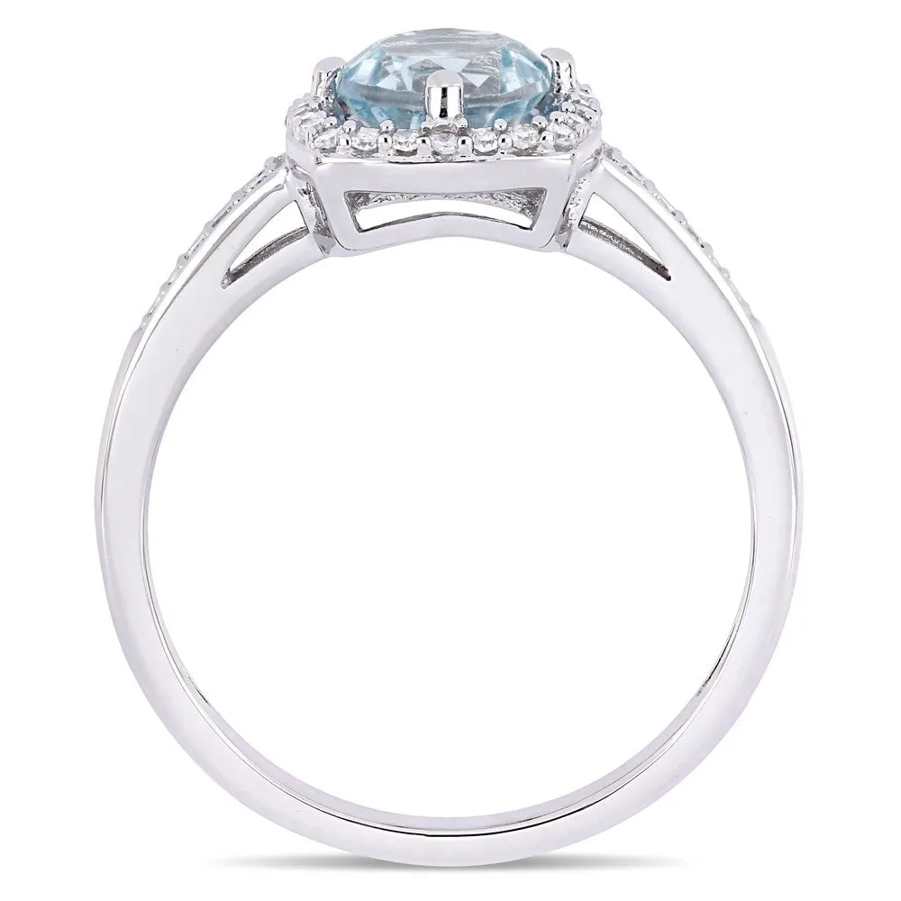 Miadora 10k White Gold Sky Blue Topaz and 1/7ct TDW Diamond Floating Square Halo Engagement Ring sold by Zulily product image thumbnail 3