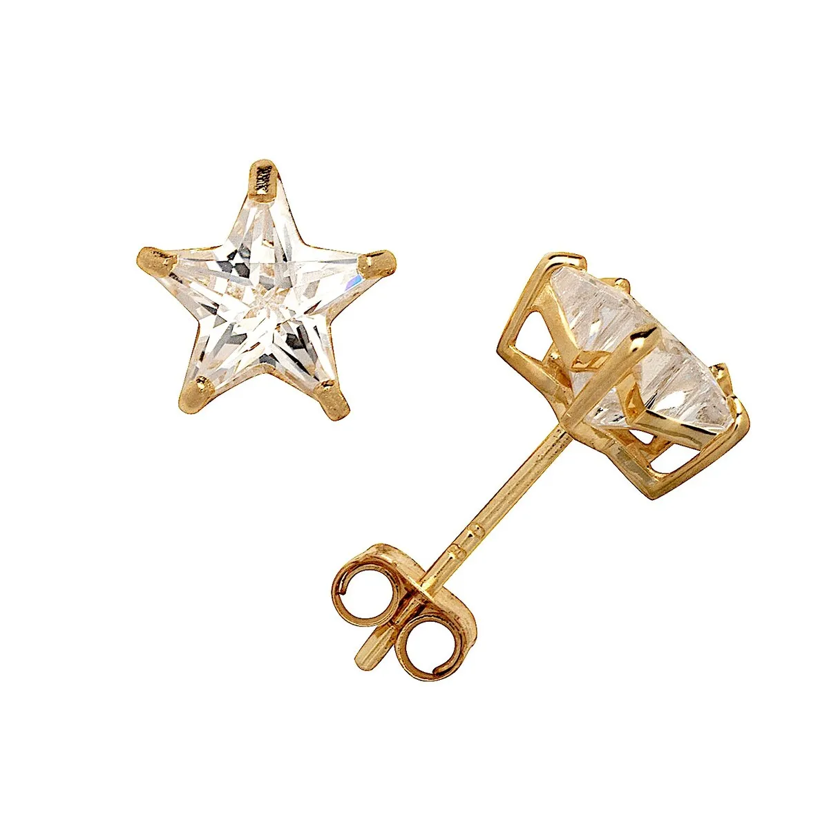 Curata 14k Yellow Gold Star Cut Cubic Zirconia Basket Post Stud Earrings sold by Zulily