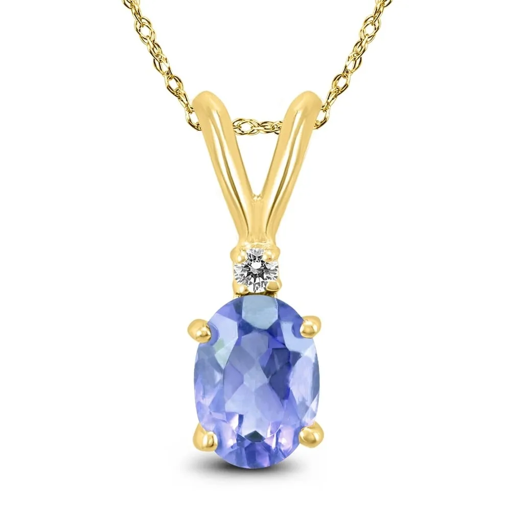 14K Yellow Gold 5x3MM Oval Tanzanite and Diamond Pendant sold by Zulily