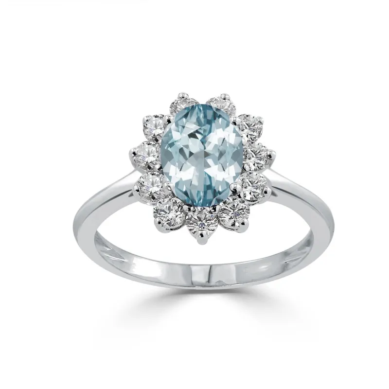 Auriya 5/8ct Oval-cut Aquamarine and Halo Diamond Ring 5/8cttw 18K Gold sold by Zulily