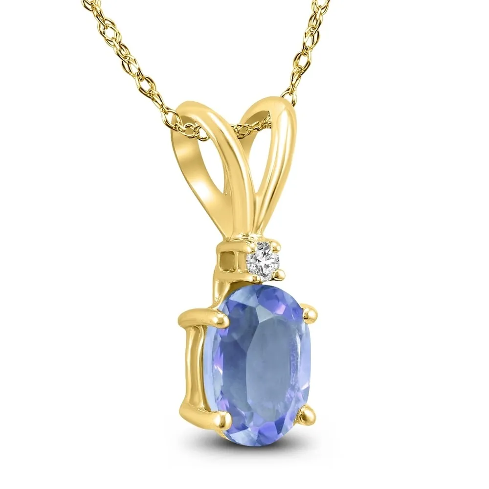 14K Yellow Gold 5x3MM Oval Tanzanite and Diamond Pendant sold by Zulily product image thumbnail 2