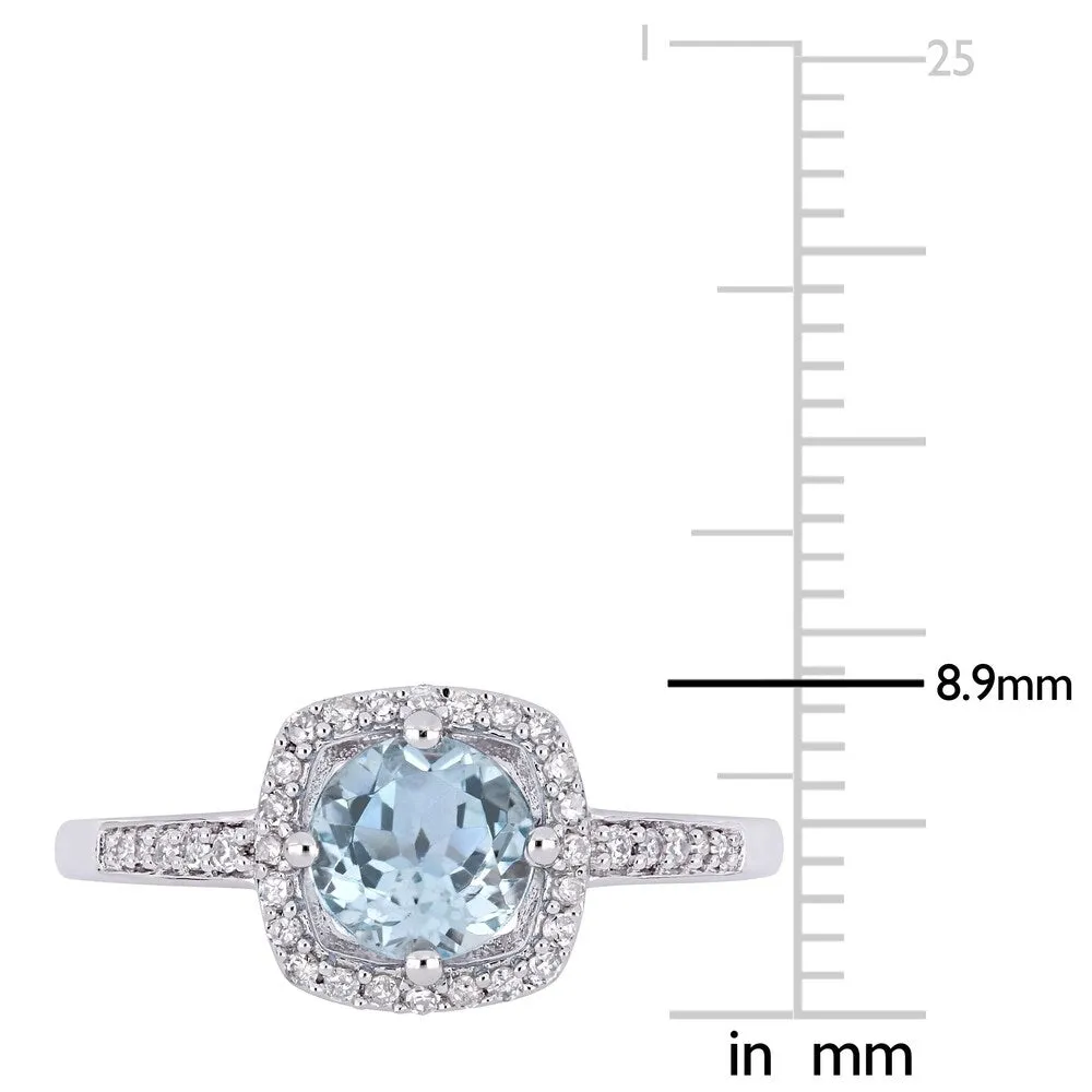 Miadora 10k White Gold Sky Blue Topaz and 1/7ct TDW Diamond Floating Square Halo Engagement Ring sold by Zulily product image thumbnail 5