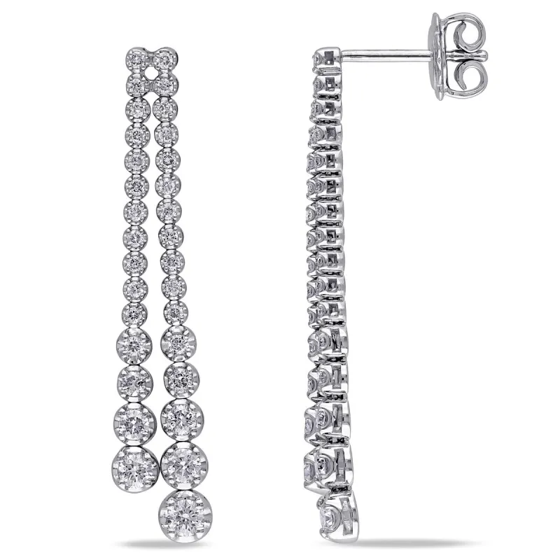 Miadora 18k White Gold 1ct TDW Diamond Graduated Dangle Earrings sold by Zulily