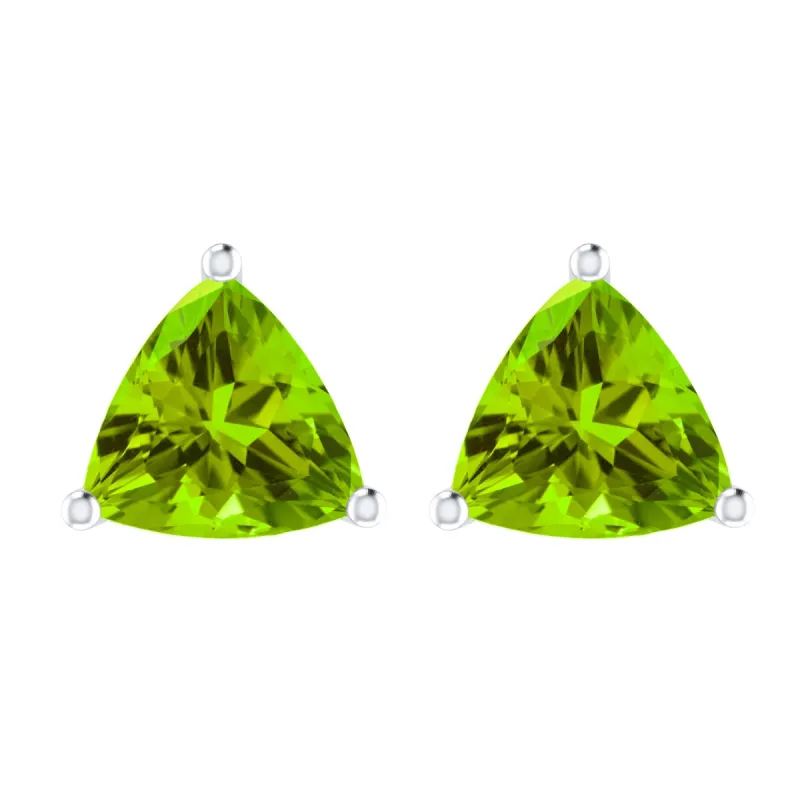 Trillion Shape 3.60Ct Natural Peridot Sterling Silver Stud Earrings sold by Zulily