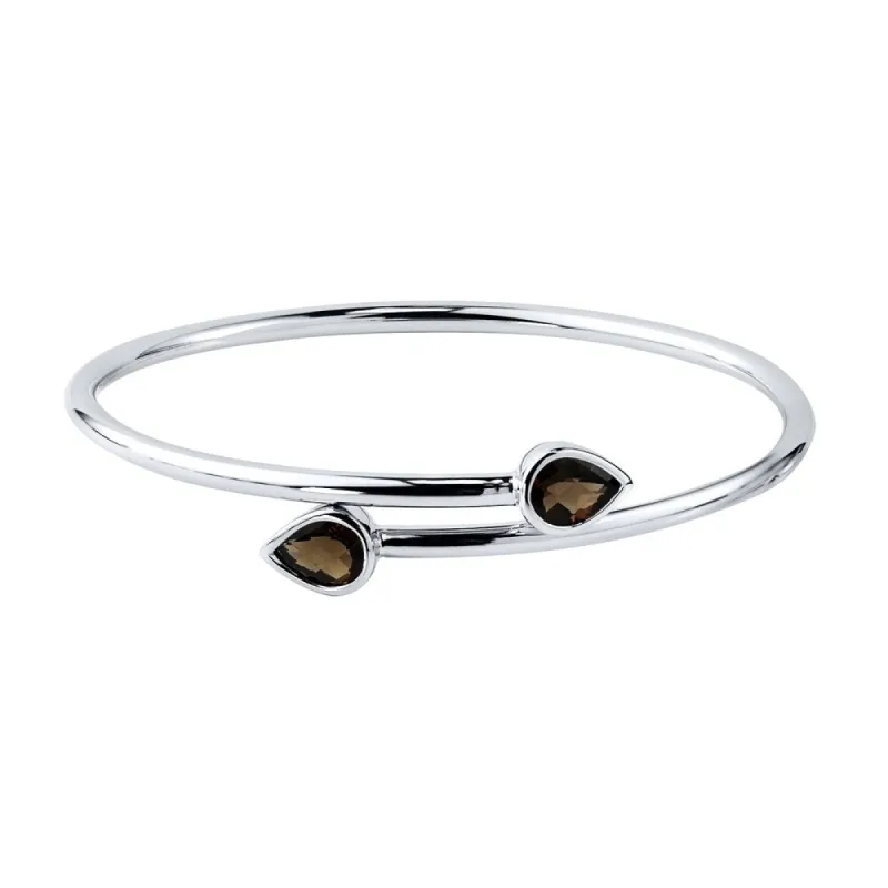 Auriya 2ct Pear-cut Smoky Quartz Bypass Bangle Bracelet Gold over Silver sold by Zulily