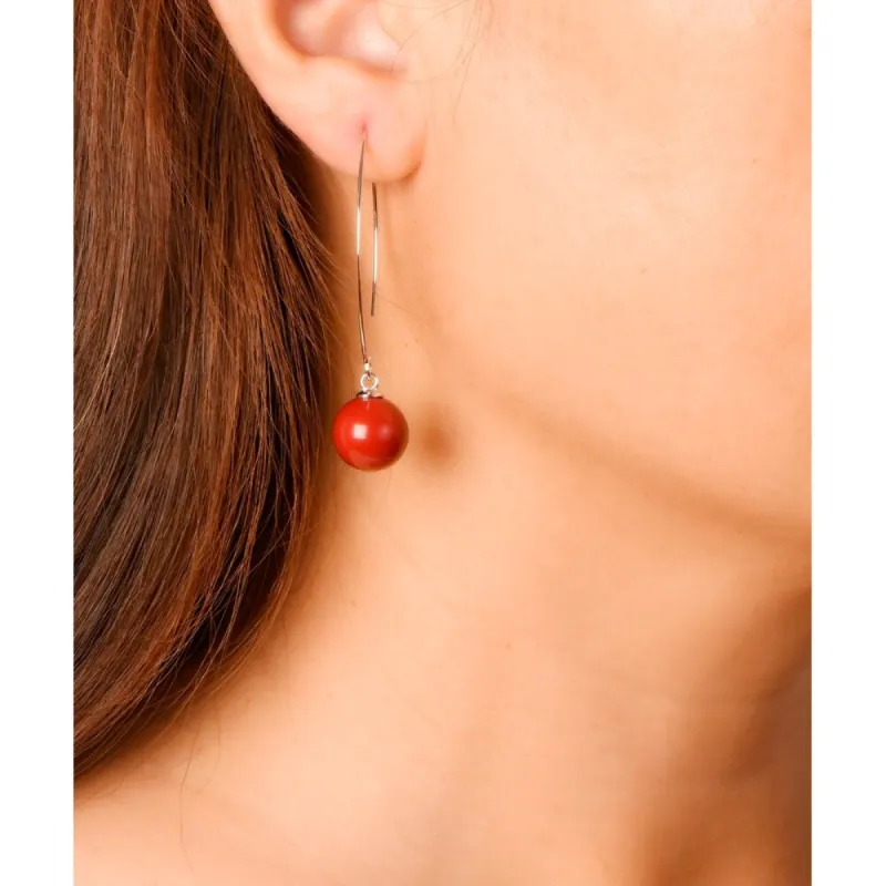 Vera & Co. Sterling Silver Arc with Rescontructed Coral Beads Earring sold by Zulily