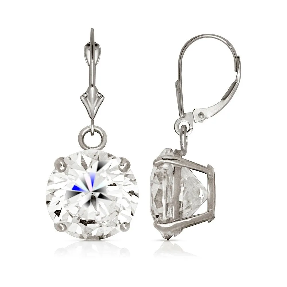 Curata 14k White Gold Round Cubic Zirconia Dangle Drop Lever Back Earrings sold by Zulily