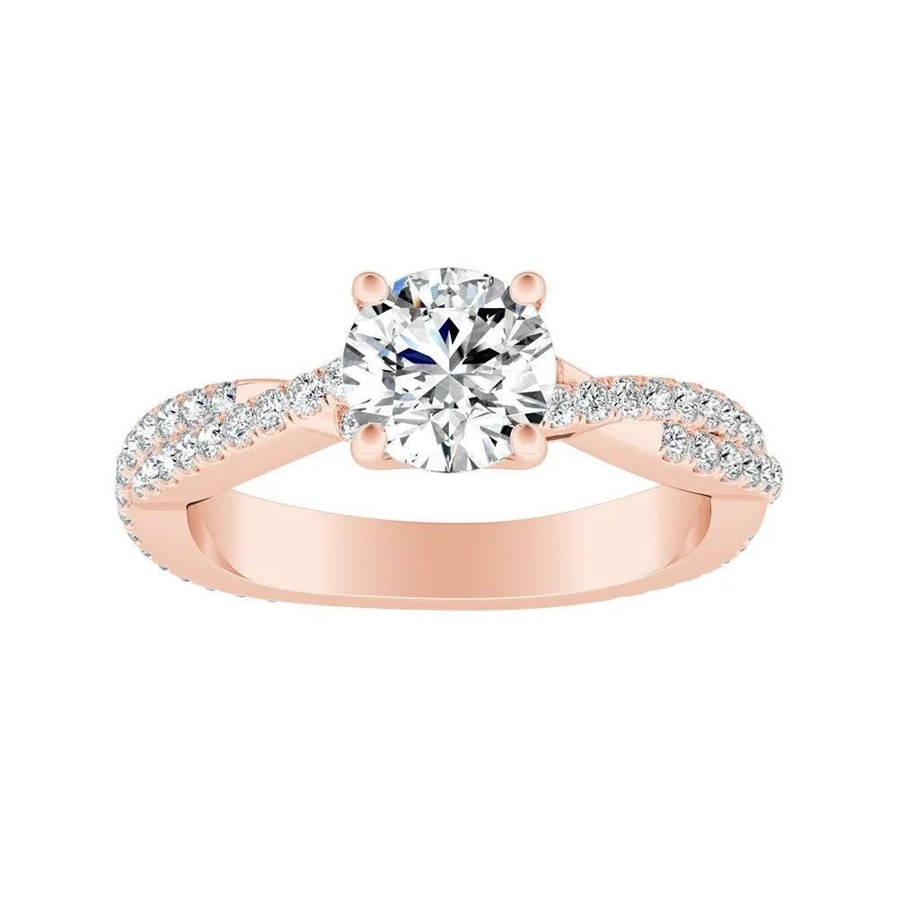 Auriya 14k Gold 3ct Twisted Moissanite and 1/2ctw Diamond Engagement Ring sold by Zulily product image thumbnail 3
