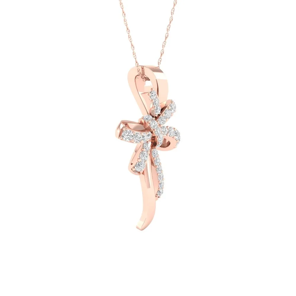 1/8ct TDW Diamond Bow Necklace in 10k Gold by De Couer sold by Zulily product image thumbnail 4