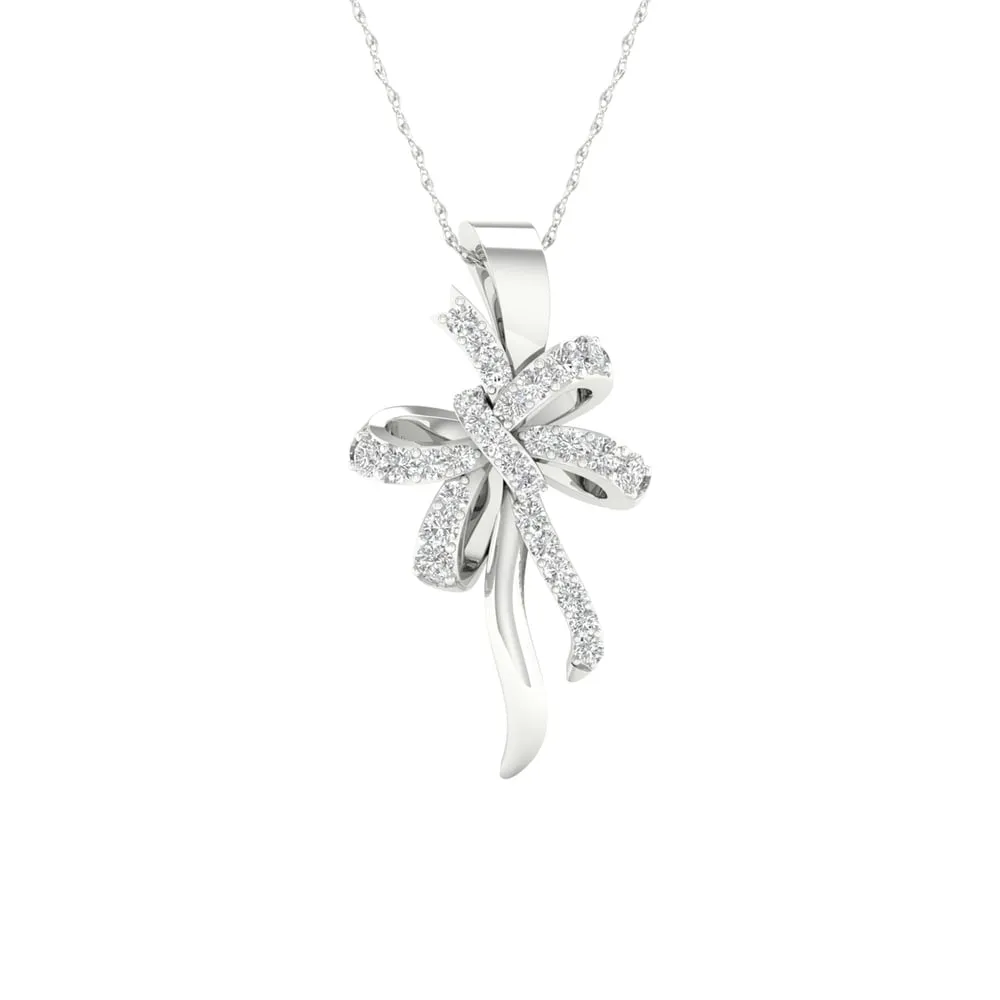 1/8ct TDW Diamond Bow Necklace in 10k Gold by De Couer sold by Zulily product image thumbnail 5