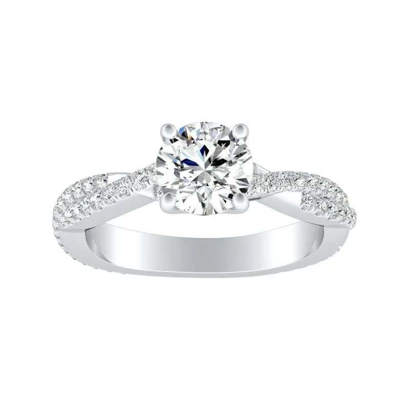 Auriya 14k Gold 3ct Twisted Moissanite and 1/2ctw Diamond Engagement Ring sold by Zulily