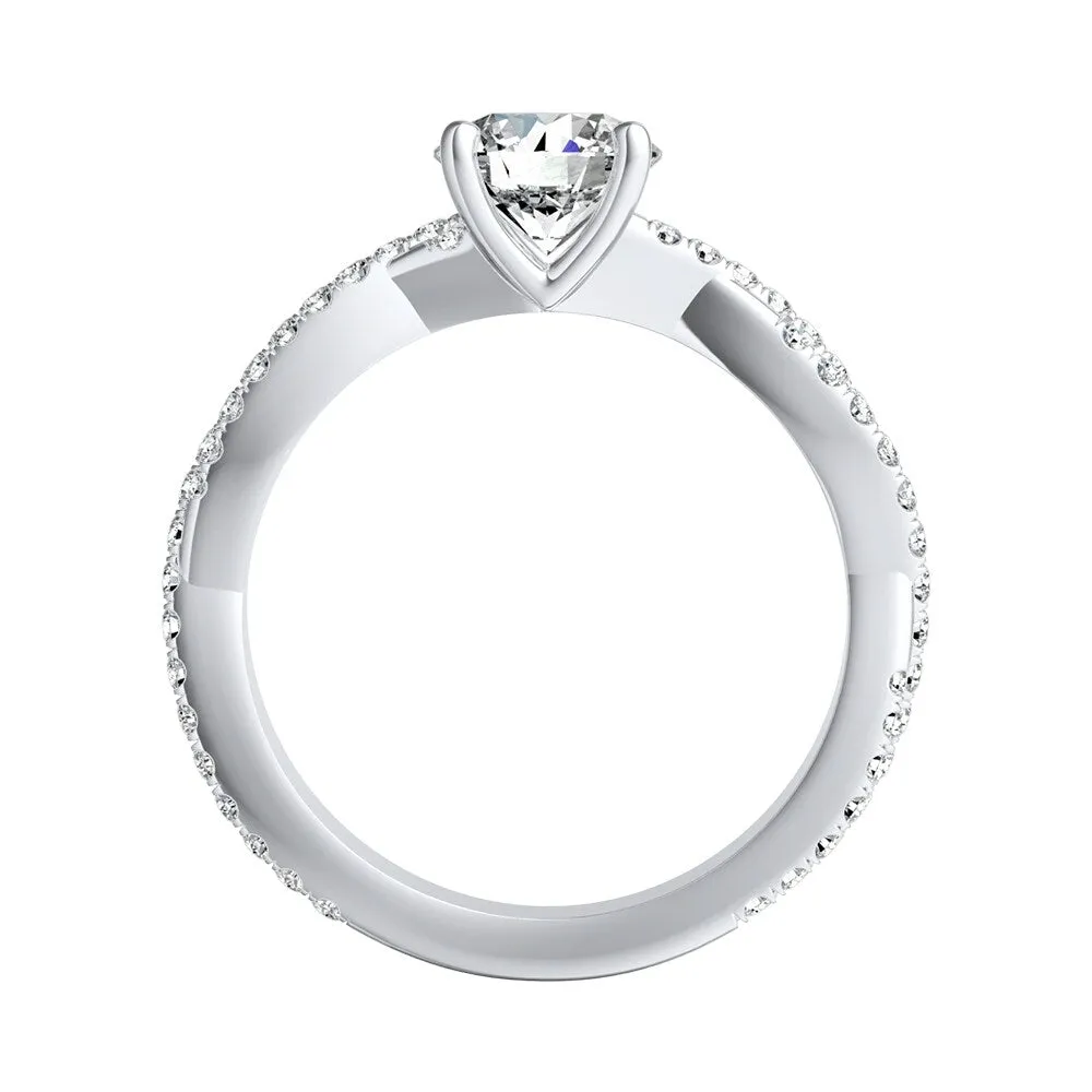 Auriya 14k Gold 3ct Twisted Moissanite and 1/2ctw Diamond Engagement Ring sold by Zulily product image thumbnail 4
