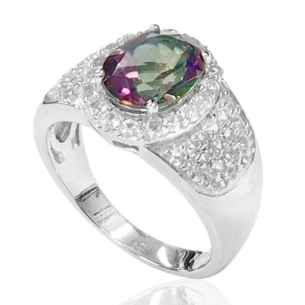 Sterling Silver 3.53CTtw Azotic Mystic Topaz and White Topaz Halo Ring sold by Zulily product image thumbnail 2