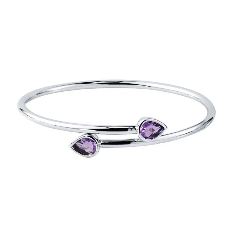 Stackable 2ct Pear Shaped Purple Amethyst Bypass Bangle Bracelet by Auriya in Gold over Silver sold by Zulily