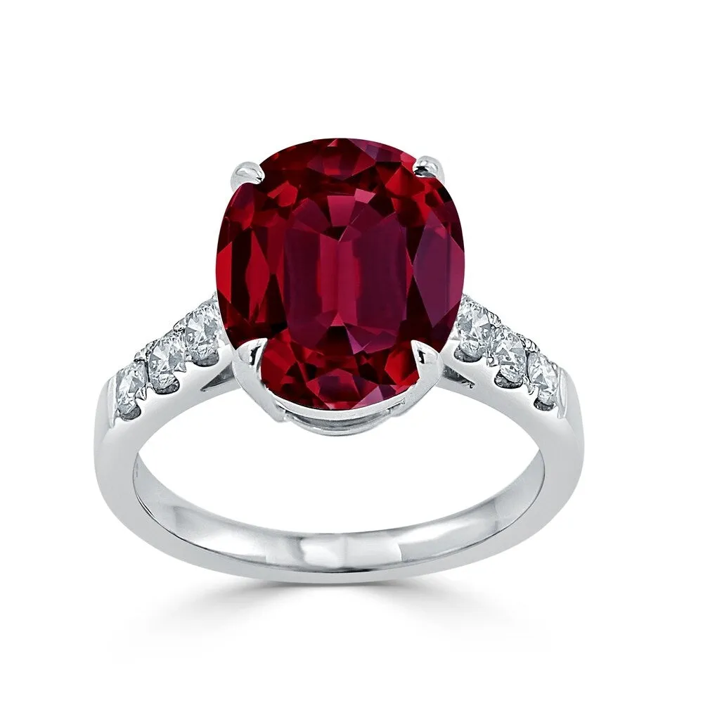 Auriya 6 1/2ct Oval-cut Red Ruby and Diamond Ring 3/8ctw 18K Gold sold by Zulily