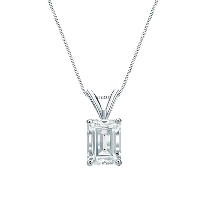 Auriya 14-karat Gold 0.90ctw Emerald Solitaire Lab Grown Diamond Necklace 4-Prong Basket (F-G VS) - 0.90 sold by Zulily