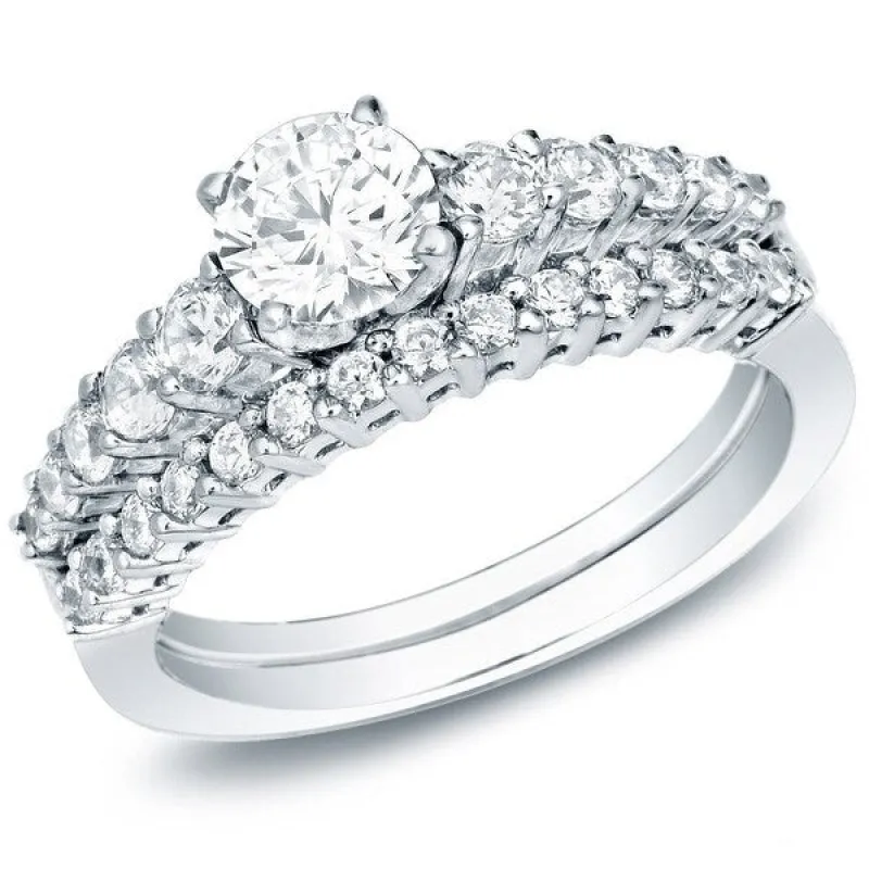 Auriya 14k Gold 1ctw Classic Side-stone Diamond Engagement Ring Set sold by Zulily