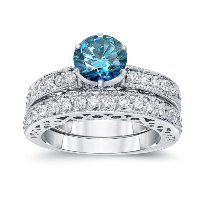 Auriya 14k Gold 1 1/2ctw Blue Diamond Engagement Ring Set sold by Zulily