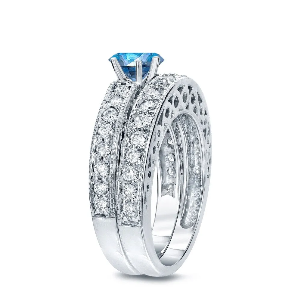 Auriya 14k Gold 1 1/2ctw Blue Diamond Engagement Ring Set sold by Zulily product image thumbnail 2