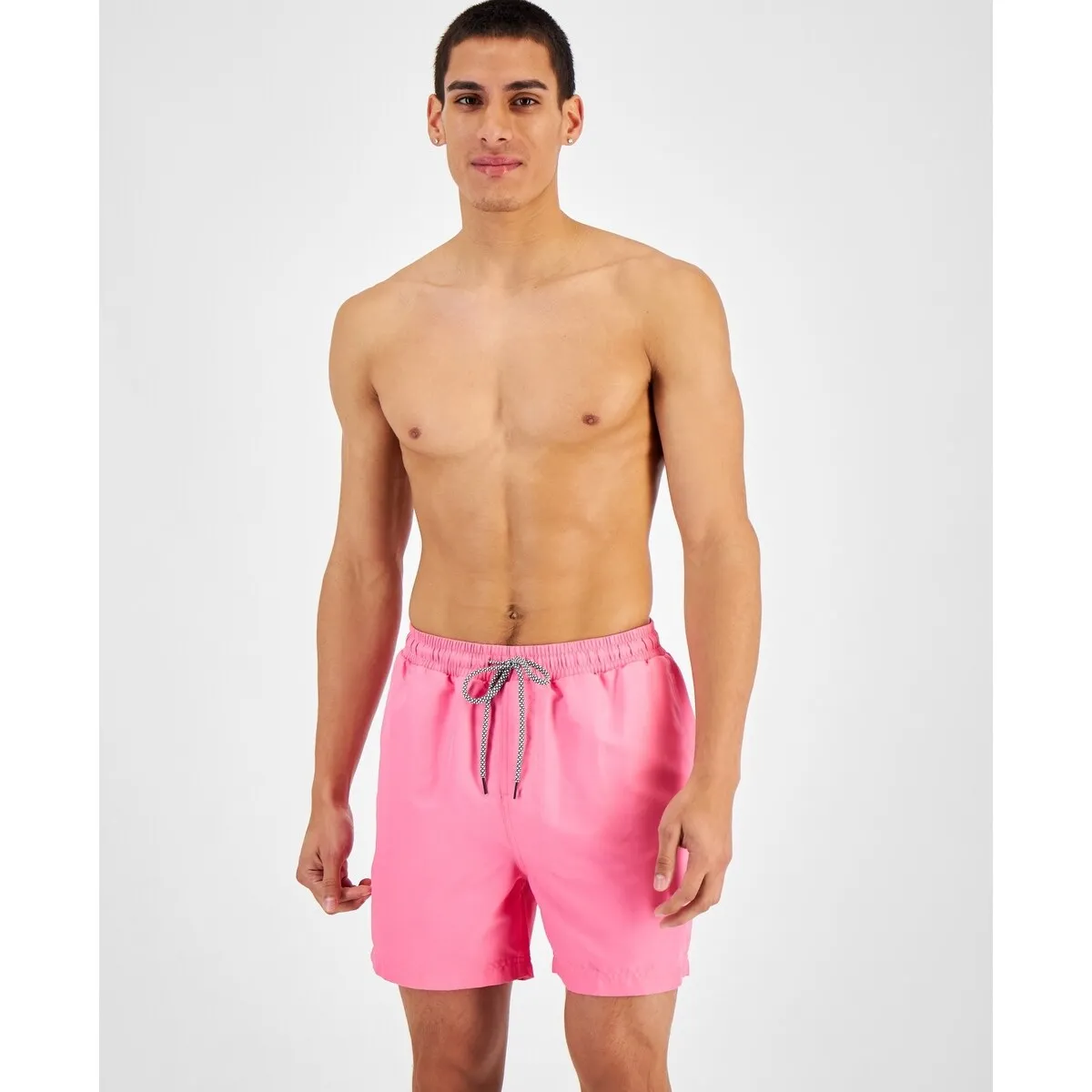 INC International Concepts Men's Regular Fit Quick Dry Solid 5 Swim Trunks Pink Size XX-Large sold by Zulily