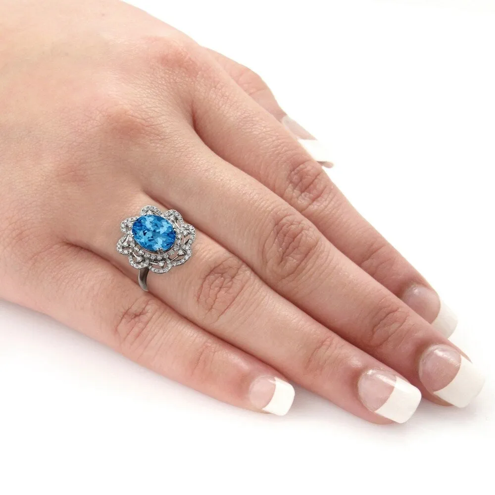 Auriya 8 7/8ct Oval-cut Blue Topaz Halo Diamond Ring 1 1/5ctw 18K Gold sold by Zulily product image thumbnail 5