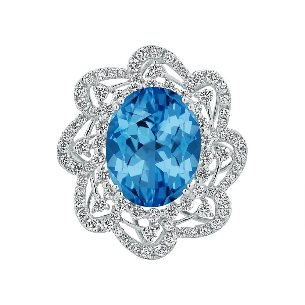Auriya 8 7/8ct Oval-cut Blue Topaz Halo Diamond Ring 1 1/5ctw 18K Gold sold by Zulily product image thumbnail 2