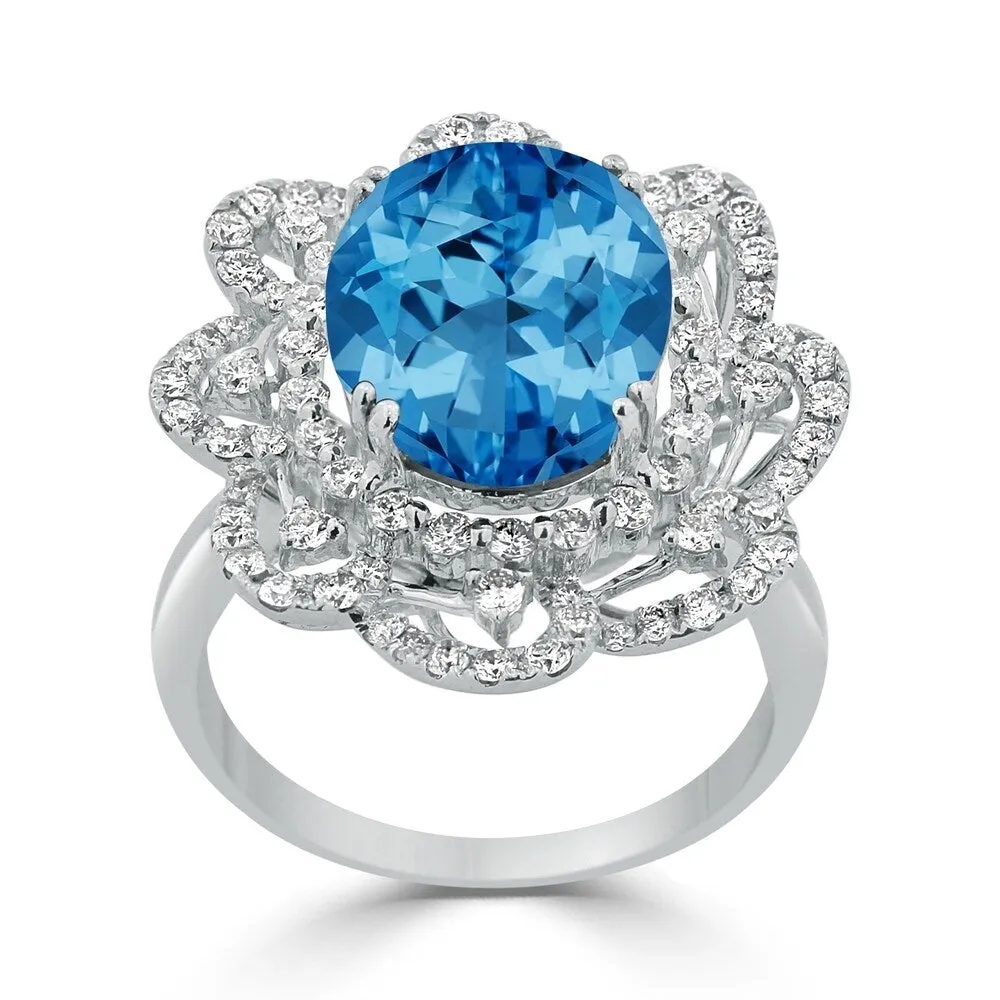 Auriya 8 7/8ct Oval-cut Blue Topaz Halo Diamond Ring 1 1/5ctw 18K Gold sold by Zulily