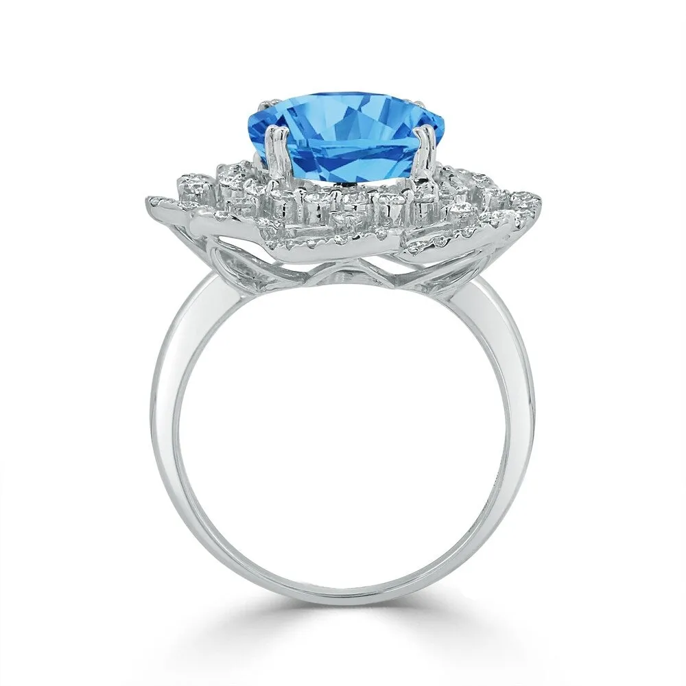 Auriya 8 7/8ct Oval-cut Blue Topaz Halo Diamond Ring 1 1/5ctw 18K Gold sold by Zulily product image thumbnail 4