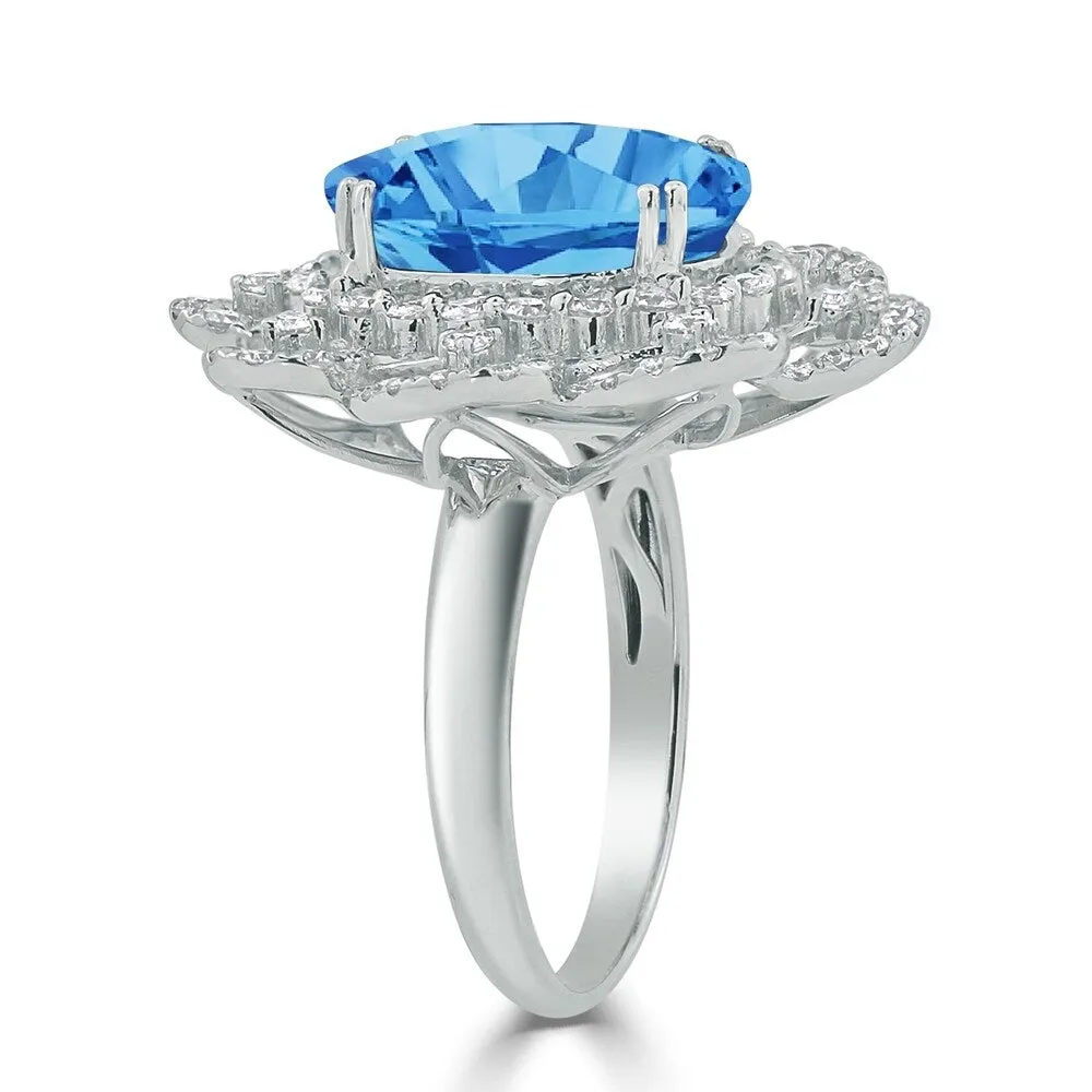 Auriya 8 7/8ct Oval-cut Blue Topaz Halo Diamond Ring 1 1/5ctw 18K Gold sold by Zulily product image thumbnail 3